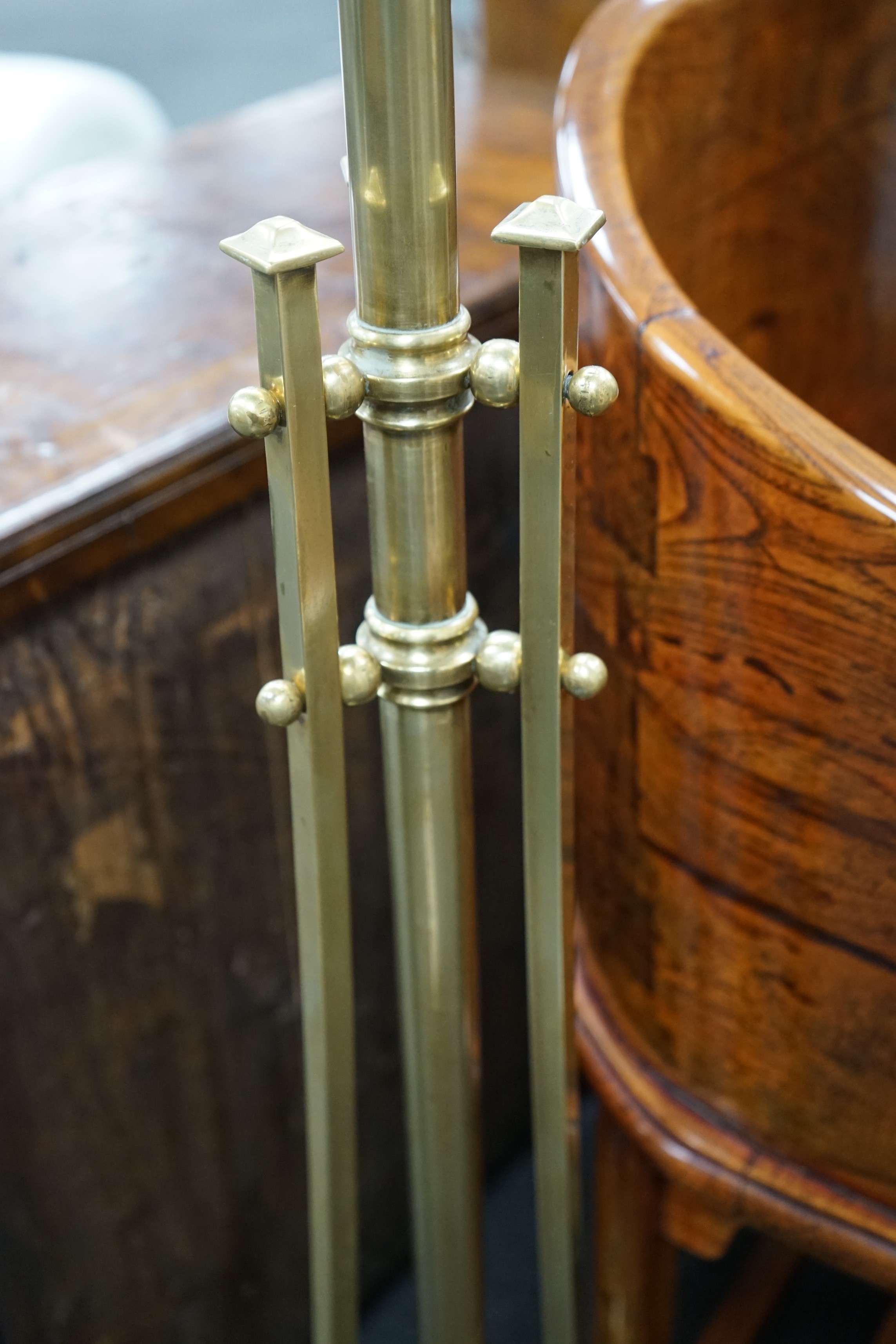 An Edwardian brass telescopic standard lamp (converted)